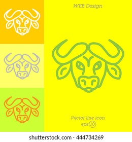 Web line icon. Buffalo; wild animals