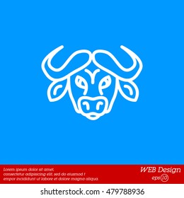 Web line icon. Buffalo; wild animals