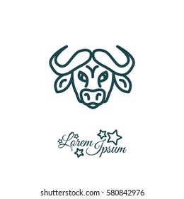 Web line icon. Buffalo; wild animals