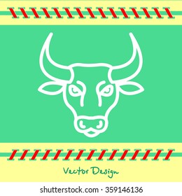 Web line icon. Bull; wild animals