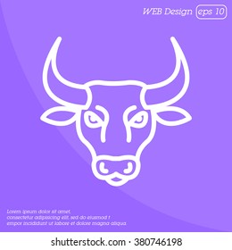 Web line icon. Bull; wild animals