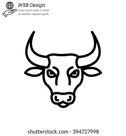 Web line icon. Bull; wild animals