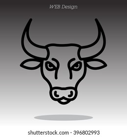 Web line icon. Bull; wild animals