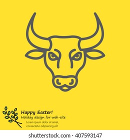 Web line icon. Bull; wild animals