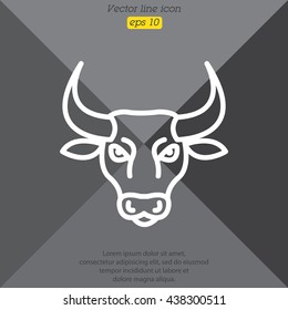 Web line icon. Bull; wild animals