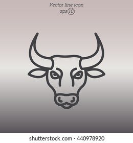 Web line icon. Bull; wild animals