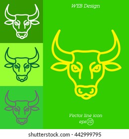 Web line icon. Bull; wild animals