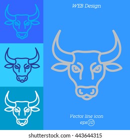 Web line icon. Bull; wild animals