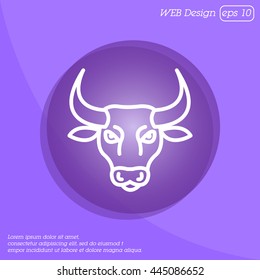 Web line icon. Bull; wild animals