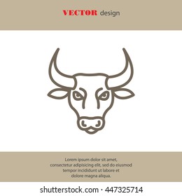Web line icon. Bull; wild animals