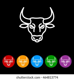 Web line icon. Bull; wild animals