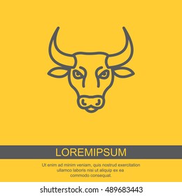 Web line icon. Bull; wild animals