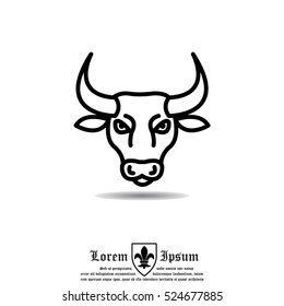 Web line icon. Bull; wild animals