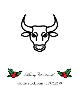 Web line icon. Bull; wild animals