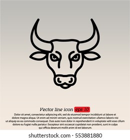 Web line icon. Bull; wild animals