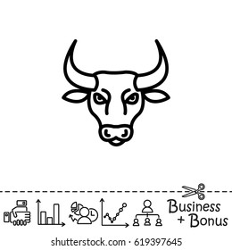 Web line icon. Bull; wild animals