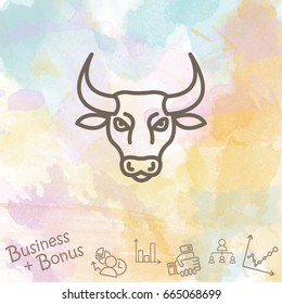 Web line icon. Bull; wild animals