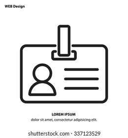 Web line icon -?? Business; blank id cards with clasp  (badge)