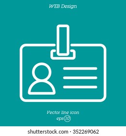 Web line icon. Business; blank id cards with clasp  (badge)