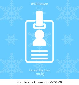 Web line icon. Business; blank id cards with clasp  (badge)