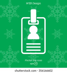 Web line icon. Business; blank id cards with clasp  (badge)