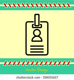 Web line icon. Business; blank id cards with clasp  (badge)