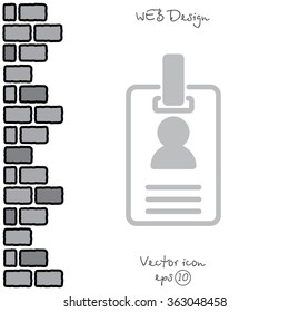 Web line icon. Business; blank id cards with clasp  (badge)