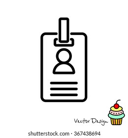 Web line icon. Business; blank id cards with clasp  (badge)