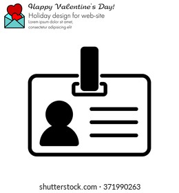 Web line icon. Business; blank id cards with clasp  (badge)