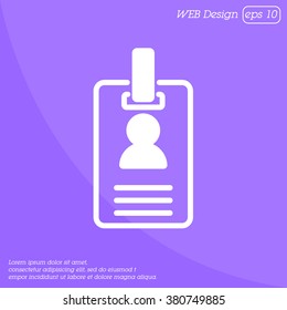 Web line icon. Business; blank id cards with clasp  (badge)