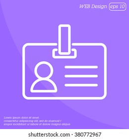 Web line icon. Business; blank id cards with clasp  (badge)