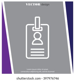 Web line icon. Business; blank id cards with clasp  (badge)