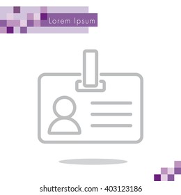 Web line icon. Business; blank id cards with clasp  (badge)