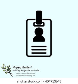 Web line icon. Business; blank id cards with clasp  (badge)