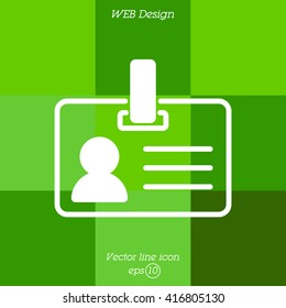 Web line icon. Business; blank id cards with clasp  (badge)