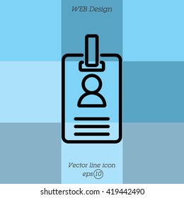 Web line icon. Business; blank id cards with clasp  (badge)
