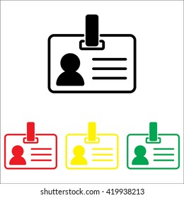 Web line icon. Business; blank id cards with clasp  (badge)