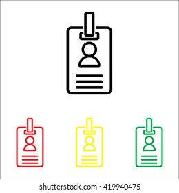 Web line icon. Business; blank id cards with clasp  (badge)