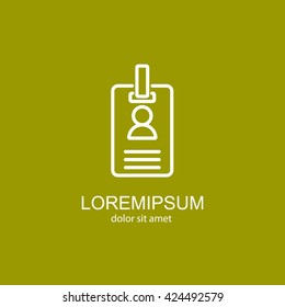 Web line icon. Business; blank id cards with clasp  (badge)