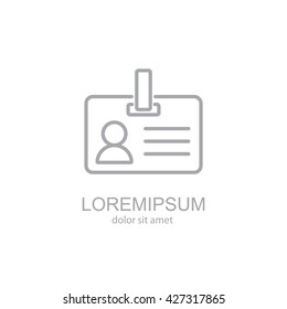 Web line icon. Business; blank id cards with clasp  (badge)