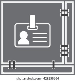 Web line icon. Business; blank id cards with clasp  (badge)