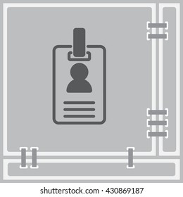 Web line icon. Business; blank id cards with clasp  (badge)