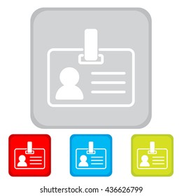 Web line icon. Business; blank id cards with clasp  (badge)