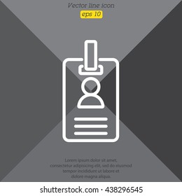 Web line icon. Business; blank id cards with clasp  (badge)