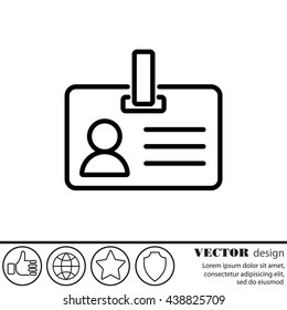 Web line icon. Business; blank id cards with clasp  (badge)