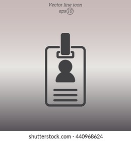 Web line icon. Business; blank id cards with clasp  (badge)
