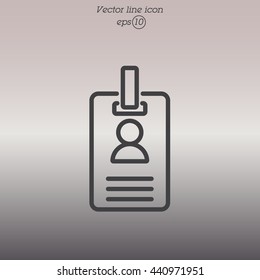 Web line icon. Business; blank id cards with clasp  (badge)