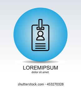 Web line icon. Business; blank id cards with clasp  (badge)