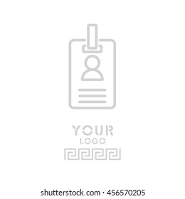 Web line icon. Business; blank id cards with clasp  (badge)