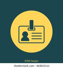 Web line icon. Business; blank id cards with clasp  (badge)